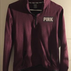 Burgundy/Maroon 3/4 Zip PINK Sweatshirt